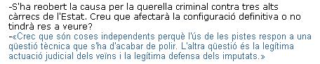 Extracto de la entrevista al alcalde de Gavà (Joaquim Balsera) publicada en el diario EL PUNT el 27 de julio de 2008
